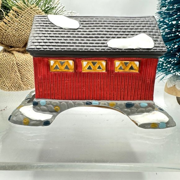 Dickens Keepsake Covered Bridge Porcelain Christmas Holiday Village Decor - Picture 3 of 11